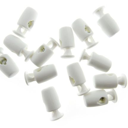 Mini Cord Lock Toggles Facemask Tension Adjusters 17mm x 8mm Black or White CE50 - ThreadandTrimmings