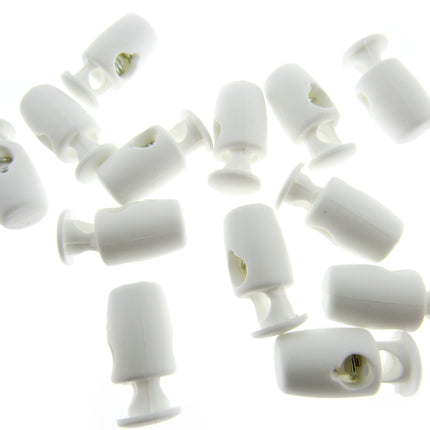 Mini Cord Lock Toggles Facemask Tension Adjusters 17mm x 8mm Black or White CE50 - ThreadandTrimmings