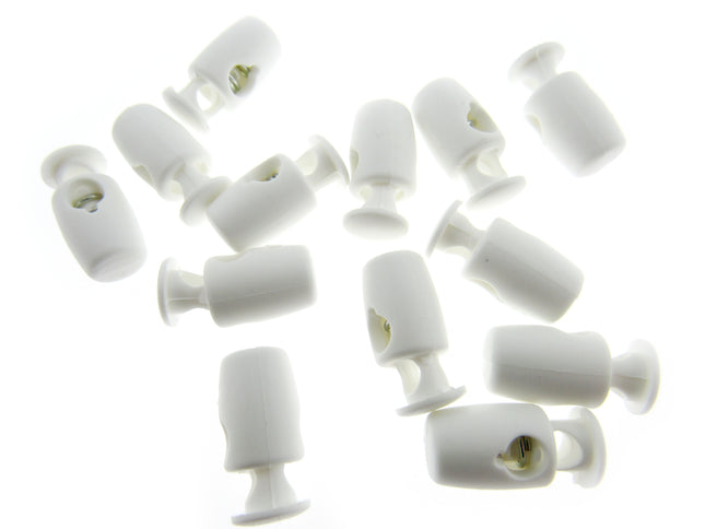 Mini Cord Lock Toggles Facemask Tension Adjusters 17mm x 8mm Black or White CE50 - ThreadandTrimmings