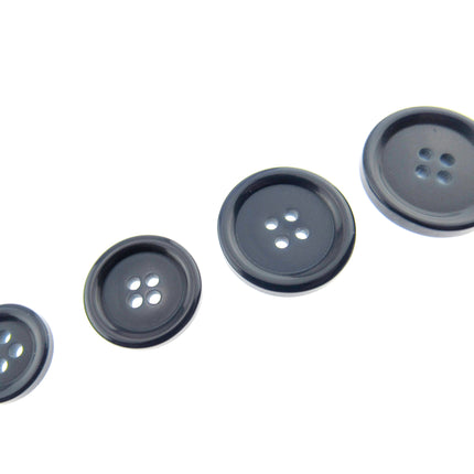 4-HOLE COAT BUTTONS - BLACK , BROWN, NAVY & GREY, 15mm / 19mm / 23mm / 25mm CM75 - ThreadandTrimmings