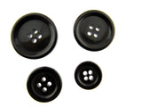 4-HOLE COAT BUTTONS - BLACK , BROWN, NAVY & GREY, 15mm / 19mm / 23mm / 25mm CM75 - ThreadandTrimmings