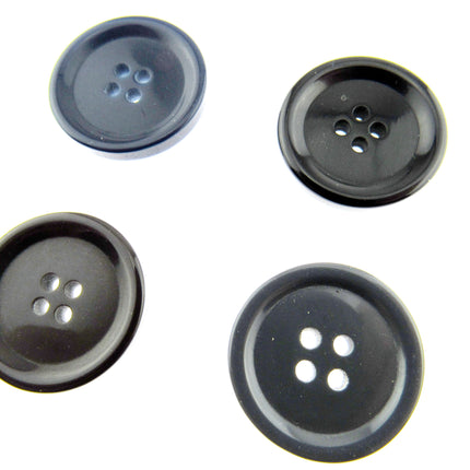 4-HOLE COAT BUTTONS - BLACK , BROWN, NAVY & GREY, 15mm / 19mm / 23mm / 25mm CM75 - ThreadandTrimmings