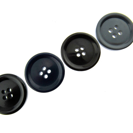 4-HOLE COAT BUTTONS - BLACK , BROWN, NAVY & GREY, 15mm / 19mm / 23mm / 25mm CM75 - ThreadandTrimmings