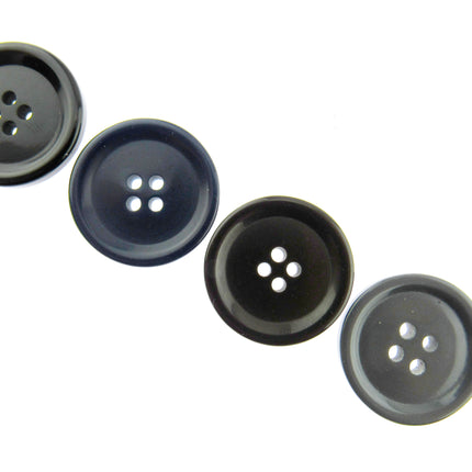 4-HOLE COAT BUTTONS - BLACK , BROWN, NAVY & GREY, 15mm / 19mm / 23mm / 25mm CM75 - ThreadandTrimmings