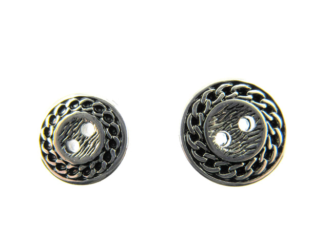 Flat Round Silver Blazer Button Ladies Designer Button With Chain Link/Rope Edge