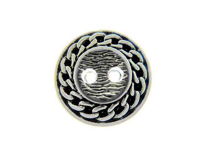 Silver Blazer Button Rope Chain Edge 2 Hole Sew Through 15mm 18mm Pack of 6