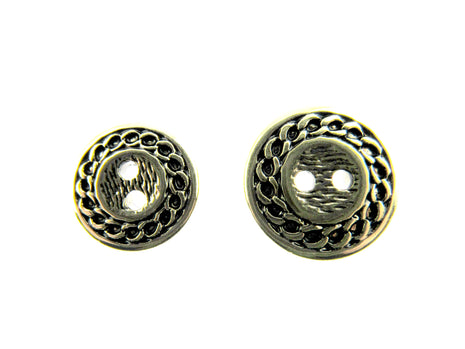 Flat Round Gold Blazer Button - Ladies Designer Button With Chain Link/Rope Edge - ThreadandTrimmings