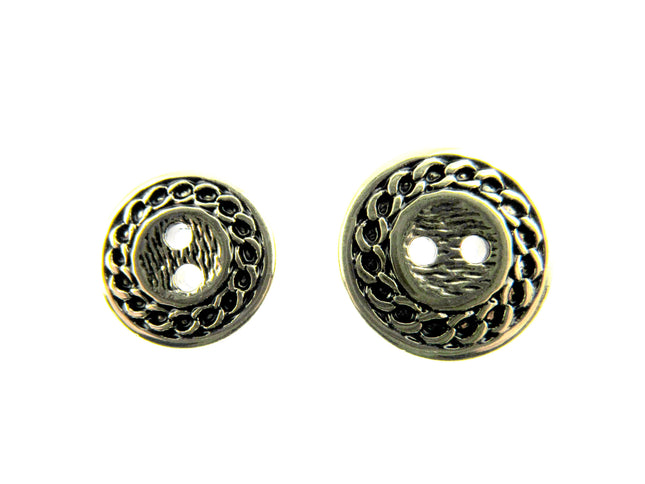Flat Round Gold Blazer Button - Ladies Designer Button With Chain Link/Rope Edge - ThreadandTrimmings