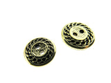 Flat Round Gold Blazer Button - Ladies Designer Button With Chain Link/Rope Edge