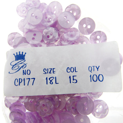 Round Dished Edge Buttons / Fruit Gum Buttons - Pack of 100 - 11 Colours - ThreadandTrimmings