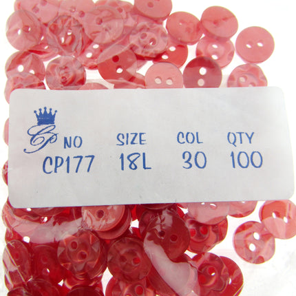 Round Dished Edge Buttons / Fruit Gum Buttons - Pack of 100 - 11 Colours - ThreadandTrimmings