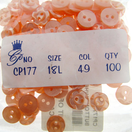 Round Dished Edge Buttons / Fruit Gum Buttons - Pack of 100 - 11 Colours - ThreadandTrimmings