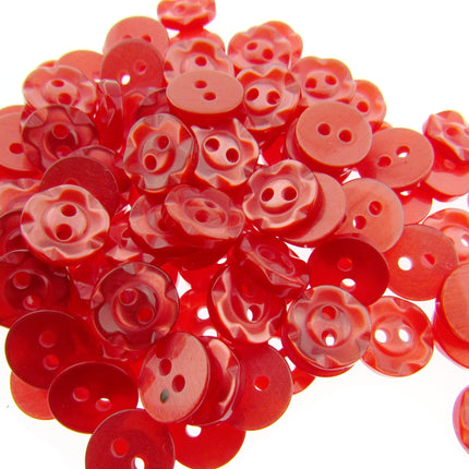 Round Dished Edge Buttons / Fruit Gum Buttons - Pack of 100 - 11 Colours - ThreadandTrimmings