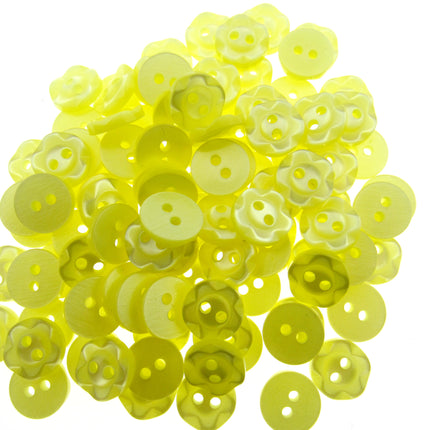 Round Dished Edge Buttons / Fruit Gum Buttons - Pack of 100 - 11 Colours - ThreadandTrimmings