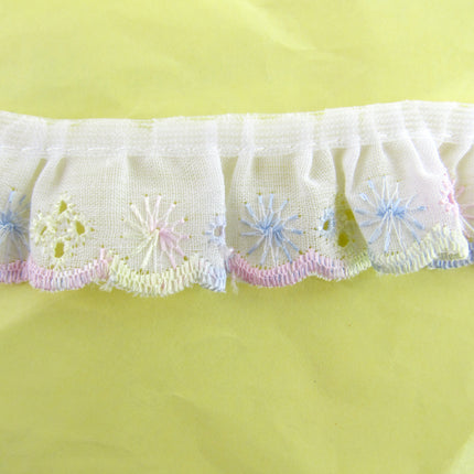 Frilly Broderie Anglaise - 3m x Multi Colour Daisy Pattern 25mm Wide DC245 - ThreadandTrimmings