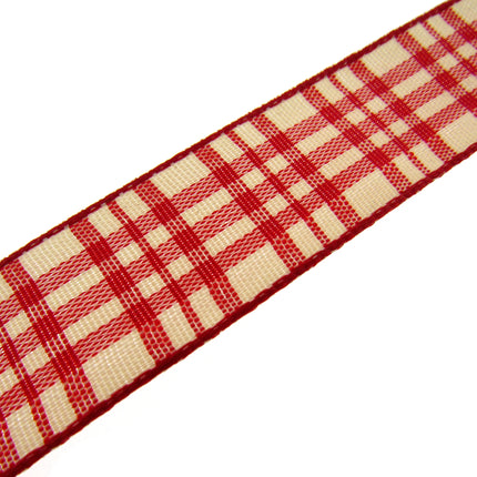 WIRED EDGE Plaid Tartan Ribbon - 5 Meters of 25mm Great for Floristry Bows - ThreadandTrimmings