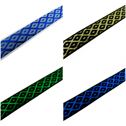 Ribbon Lurex Woven Edge Trim with Diamond Pattern - Nice For Christmas 5m x 12mm - ThreadandTrimmings
