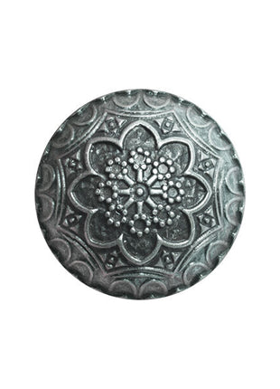 Antique Silver Metal Crested Button with Shank on a white background