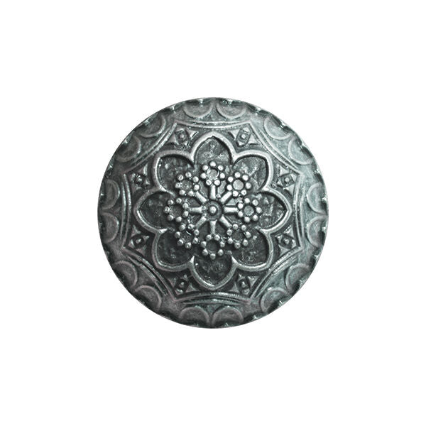 Antique Silver Metal Crested Button with Shank on a white background