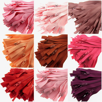 "LIPSTICK SAMPLE MIX" - 10 x AUTO LOCK No 3 NYLON CLOSED END ZIPS - ThreadandTrimmings