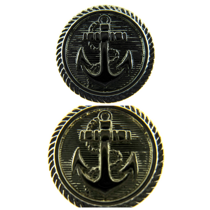 Round Anchor Buttons Flat Plastic Profile with Shank 3 Sizes Gold/Silver CX4 - ThreadandTrimmings