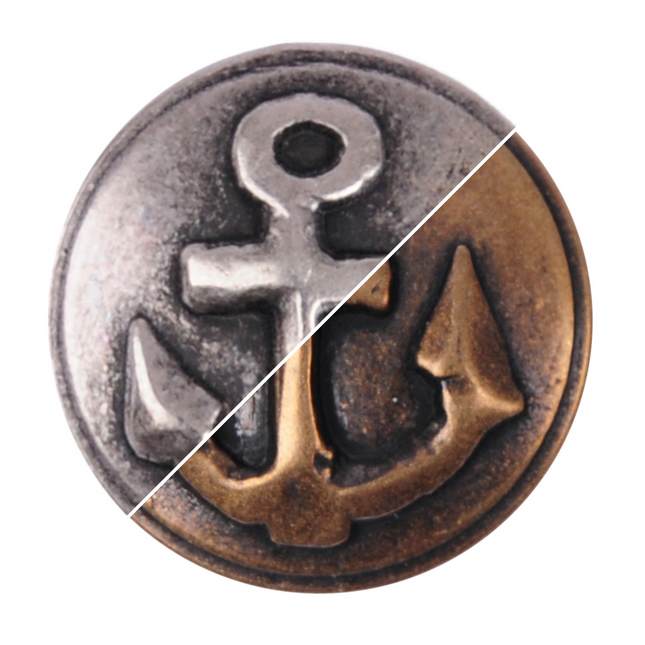 Round Metal Anchor Buttons 6pcs Modern Twist Anchor Shank Button 15mm 19mm 23mm - ThreadandTrimmings