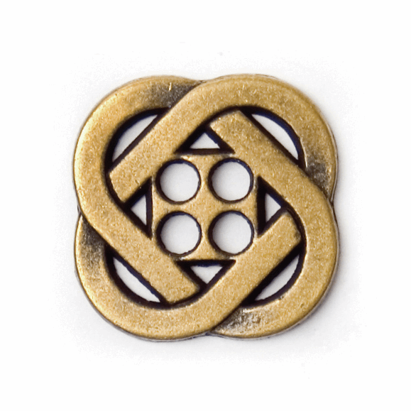 Square Celtic Knot Metal Buttons in Antique Bronze. Flat Metal Profile