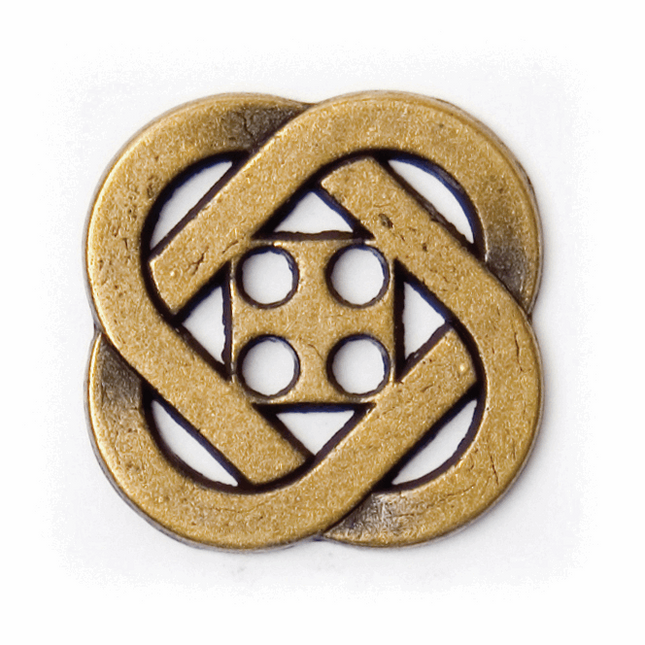 Square Celtic Knot Metal Buttons in Antique Bronze. Flat Metal Profile