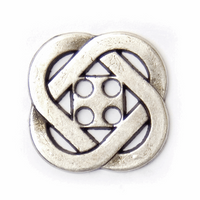 Square Celtic Knot Metal Buttons in Antique Bronze & Silver. Flat Metal Profile