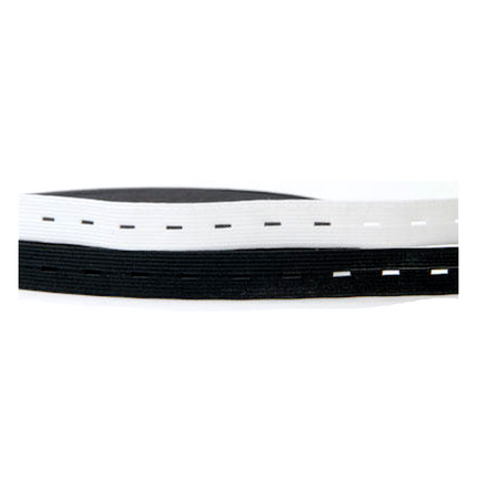 Buttonhole Elastic Available in 16mm, 19mm, 25mm Black / White - New Lower Price - ThreadandTrimmings
