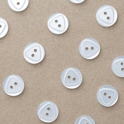 Round Pearl White Buttons With Triangle or Ring Cut Edge - Polyester Buttons - ThreadandTrimmings