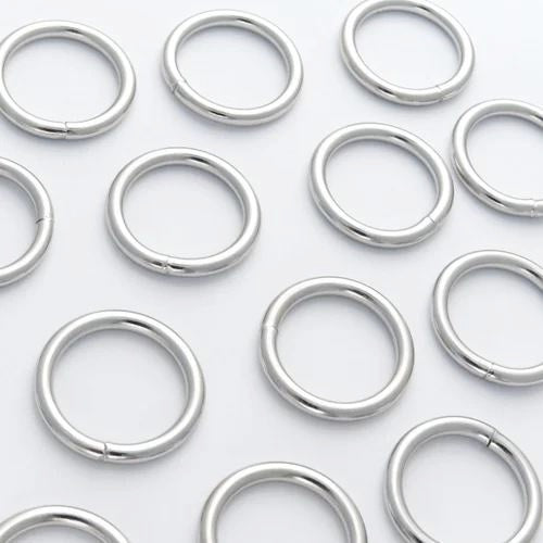 Premium Solid Welded O Rings Silver Nickel Fasteners 20mm 25mm - Loop Rings