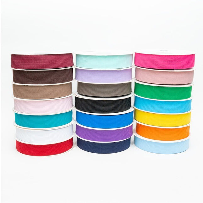 Bright Flat Woven Elastic 25mm Wide 21 Bright Colours & 5 Lengths Available - ThreadandTrimmings