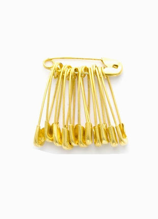 Safety Pins 19mm Yellow Coloured in Bunches of 12 - Ideal Cloakroom Tickets DSPB - ThreadandTrimmings