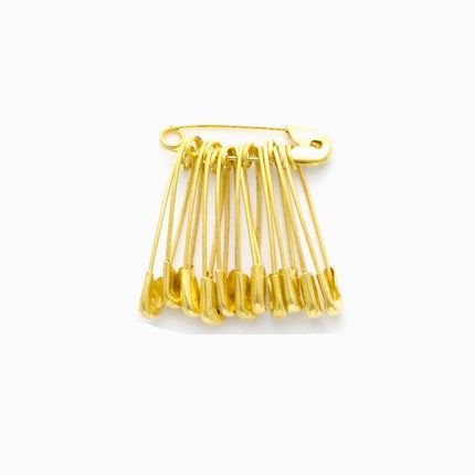 Safety Pins 19mm Yellow Coloured in Bunches of 12 - Ideal Cloakroom Tickets DSPB - ThreadandTrimmings