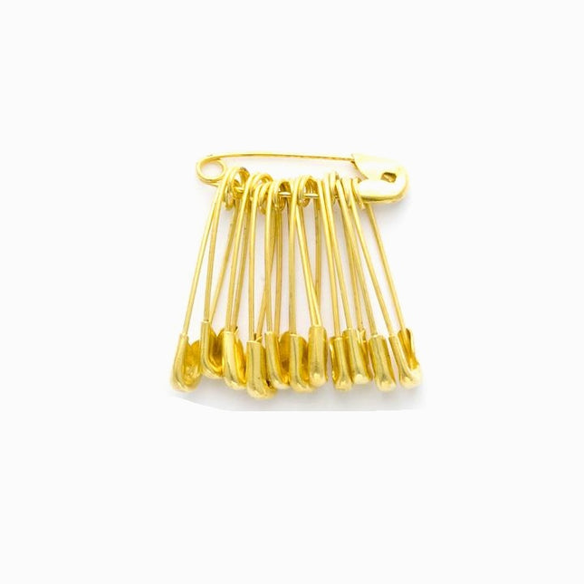 Safety Pins 19mm Yellow Coloured in Bunches of 12 - Ideal Cloakroom Tickets DSPB - ThreadandTrimmings