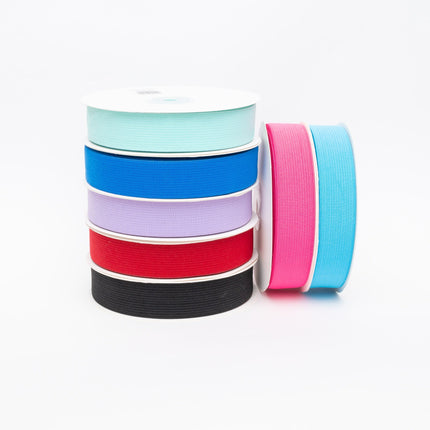 Bright Flat Woven Elastic 25mm Wide 21 Bright Colours & 5 Lengths Available - ThreadandTrimmings
