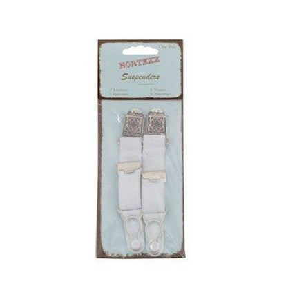 Clip On Suspenders - One Pair of White 18mm Clip On Suspenders NSS8 - ThreadandTrimmings