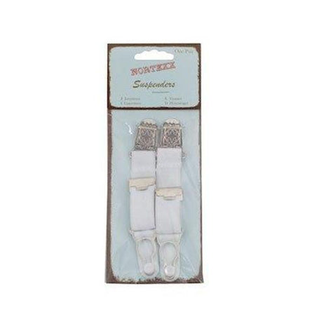 Clip On Suspenders - One Pair of White 18mm Clip On Suspenders NSS8 - ThreadandTrimmings