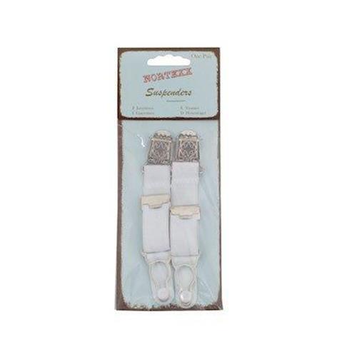 Clip On Suspenders - One Pair of White 18mm Clip On Suspenders NSS8 - ThreadandTrimmings