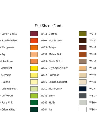 Wool Viscose Felt Craft Squares 9" x 9" (23cm x 23cm)