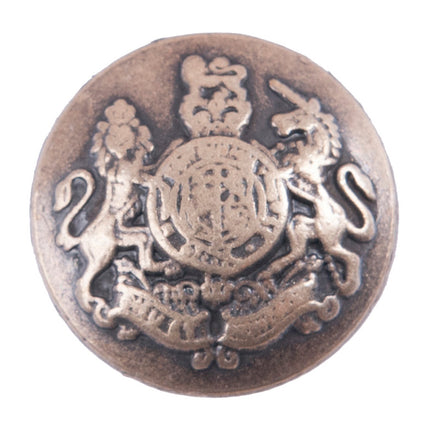 Round Silver Blazer Buttons Military Style with Prancing Lion & Unicorn G4316 - ThreadandTrimmings