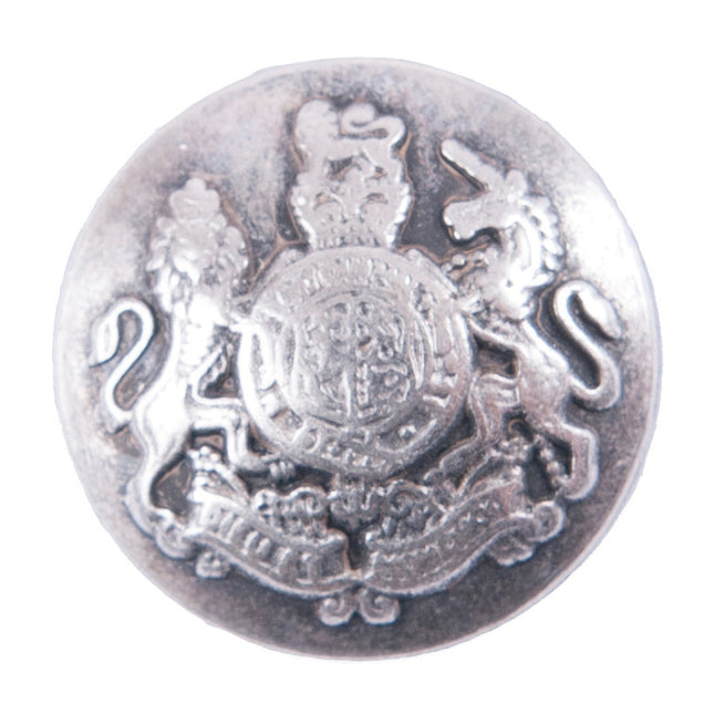 Round Silver Blazer Buttons Military Style with Prancing Lion & Unicorn G4316 - ThreadandTrimmings