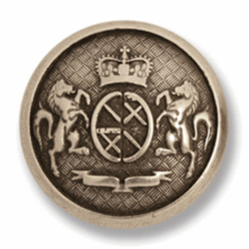 Round Metal Buttons Silver Prancing Pony Horse Buttons Royal Crown Shank G34 - ThreadandTrimmings