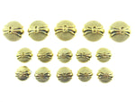 A Set of Ladies Two Tone Gold Plastic Shank Buttons With Polished Raised band - ThreadandTrimmings