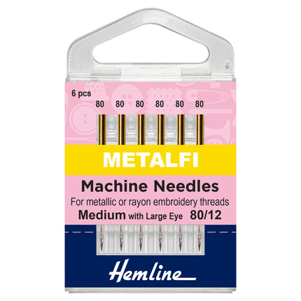 Embroidery Machine Needles for Metallic Thread - Hemline 80/12 - 130/705H