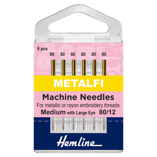 Embroidery Machine Needles for Metallic Thread - Hemline 80/12 - 130/705H