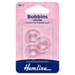 Janome Plastic Bobbins by Hemline - 11.5mm High - Drop in Top Loading 120.04