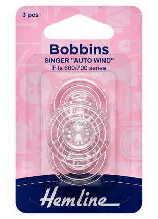 Singer Plastic Bobbins Auto Wind Type - Fits 600/700 Series - 120.15 - ThreadandTrimmings