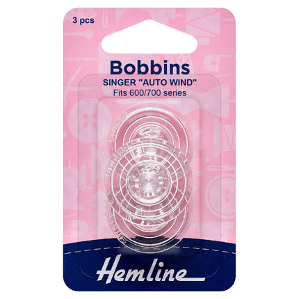 Singer Plastic Bobbins Auto Wind Type - Fits 600/700 Series - 120.15 - ThreadandTrimmings